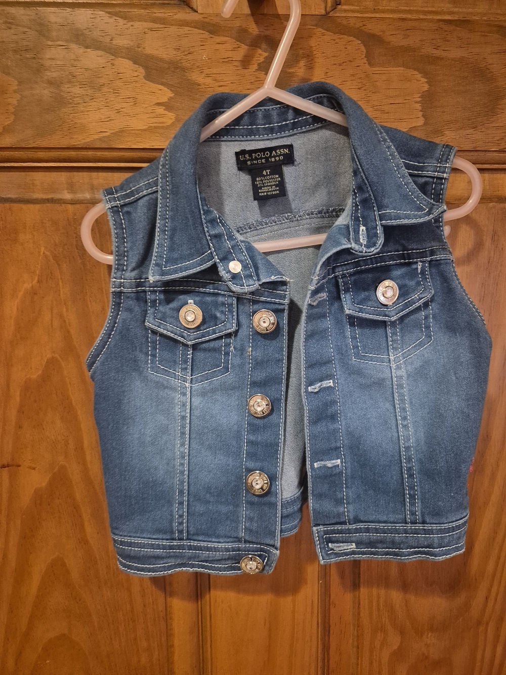 U.S. Polo Assn. Girls' Denim Vest in Dark Blue